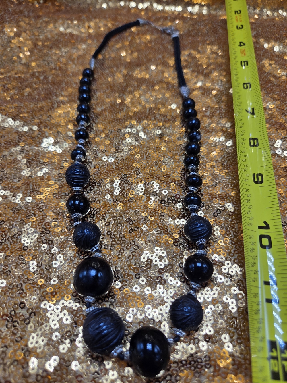 Black Beaded Statement Necklace - Women Jewelry